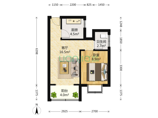 盈家美地 1室1厅1卫 51平方