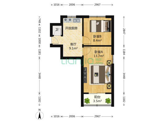 电修楼 2室1厅1卫 54平方