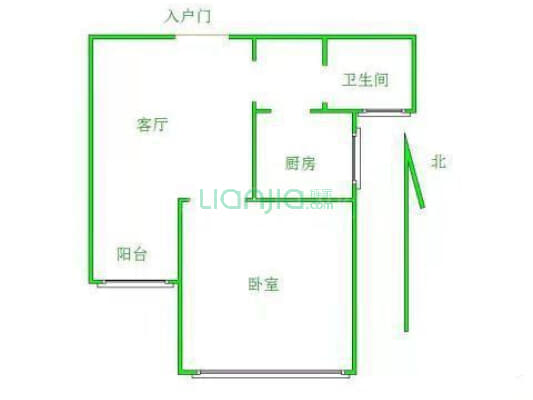 晨巍金地 1室1厅 南-户型图