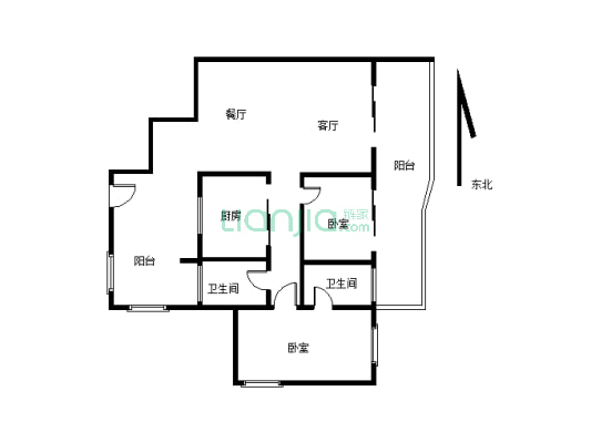 正和滨江国际，一线江景房，三房两厅两卫-户型图