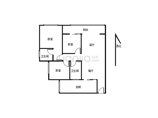 城北品质小区，3室2厅，采光好，适合居住-户型图