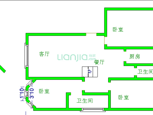 介福桥 滨江路 新小区  步梯二楼 精装三房 随时看房-户型图