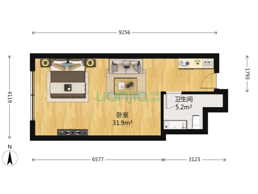 光耀东方 1室0厅1卫 64平方