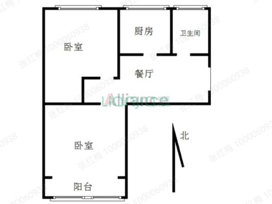 三五四三社区居民委员会 2室1厅 南 北-户型图