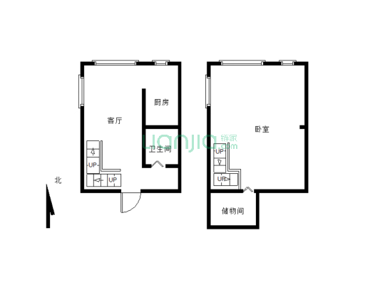 LOFT公寓，上下二层已经做好，使用面积大-户型图