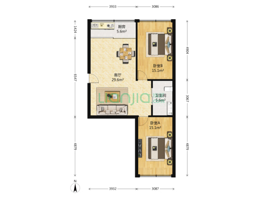 金星公寓 2室1厅1卫 91平方