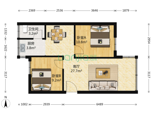 晒布路73号大院 2室2厅1卫 63平方