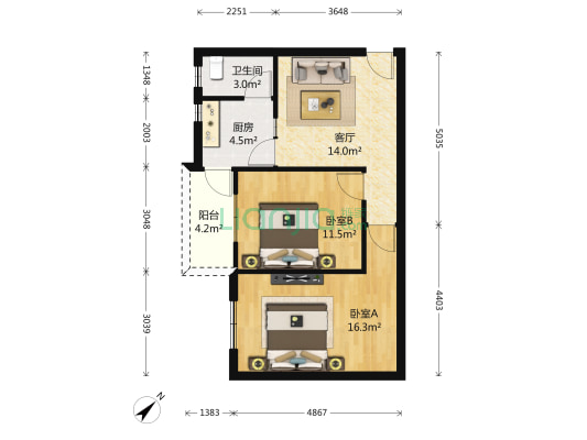营策巷20号 2室1厅1卫 61平方