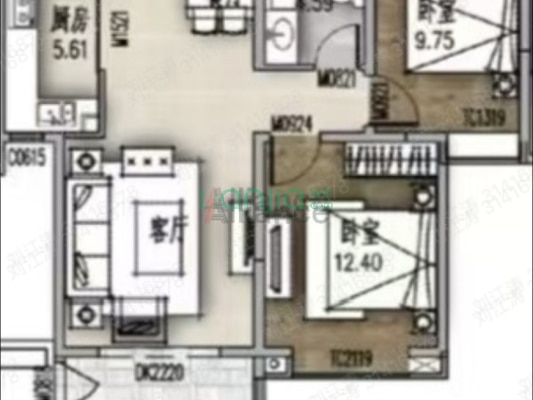 中船涿州府 2室2厅 南-户型图