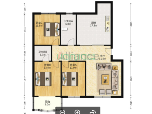 国富嘉园 南北通透三居室  看房提前联系-户型图