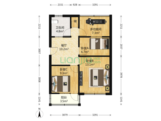 松霞新苑北小区 4室1厅1卫 76平方