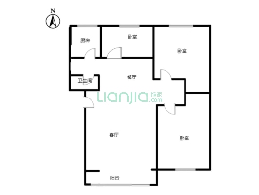 新安小区 3室2厅 南 北-户型图