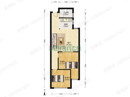 弘德缘 全南两居 中高好楼层 采光好 无遮挡-户型图