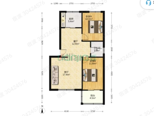 紫晨小区 房本满五  看房方便-户型图