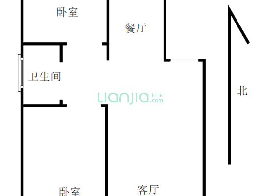 一中家属院 2室1厅 南 北-户型图