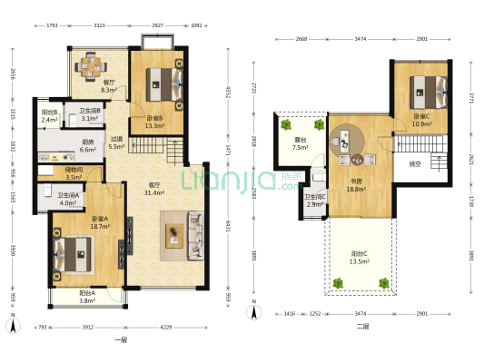 蓝色天际 4室2厅3卫 112平方