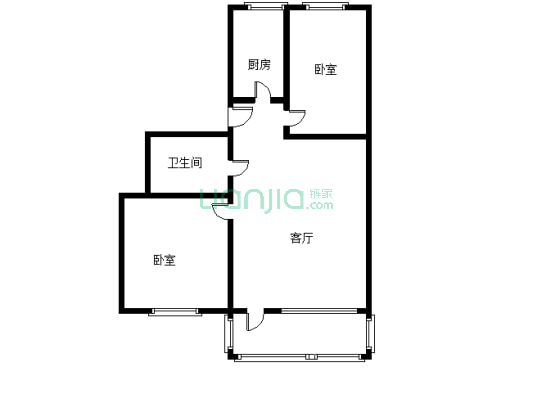 铁道部建厂局家属楼 2室2厅 南 北-户型图