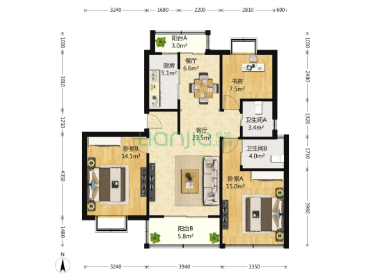 满五唯一 精装修 露台 南北双阳台 镇坪站 诚意售房 上海普陀武宁新湖明珠城 一二期 二手房 上海链家