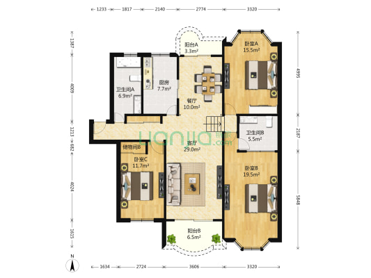 东苑绿世界花园(二期) 3室2厅2卫 136平方