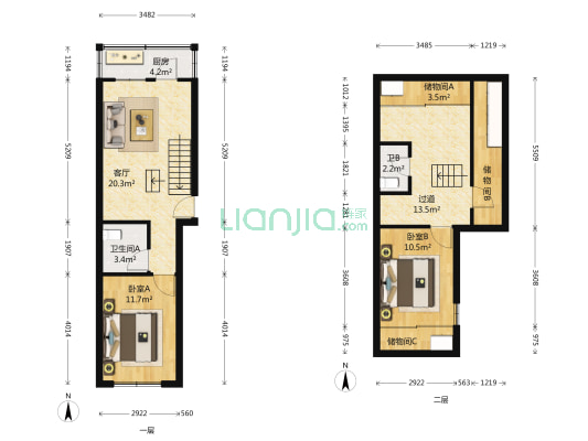 晋斯佳苑 2室1厅2卫 57平方