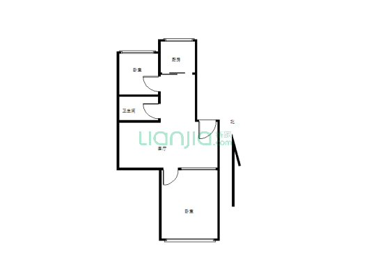 阳光小区 南北通透 两居室 小税 步梯楼 简单装修-户型图