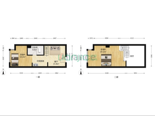 此房loft格局，两室一厅，开发商精装修，拎包入住