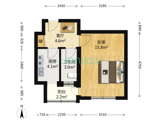 北礼士路低楼层全南向一居室满五唯一