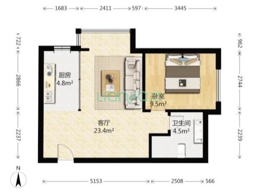 金泰城丽湾观光电梯中楼层满五唯一正规一居