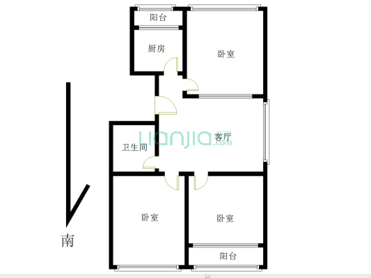紫薇苑小区  有房本可以贷款  价格可议 三居室-户型图
