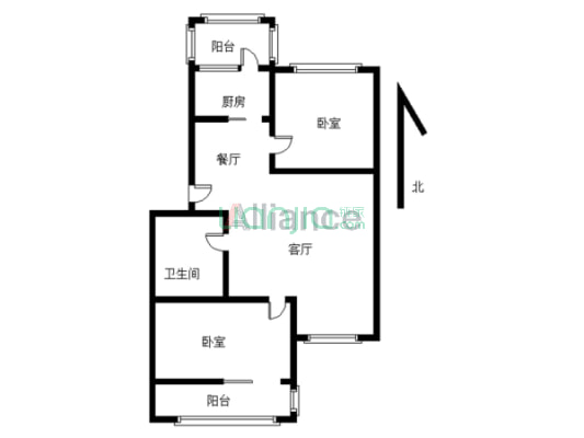 新府阳光 2室1厅 南 北-户型图