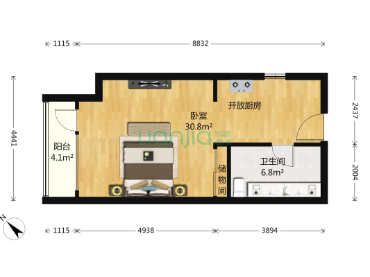 华发颐园 1室0厅1卫 65平方