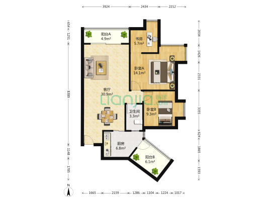 尚品丽景 3室1厅1卫 101平方