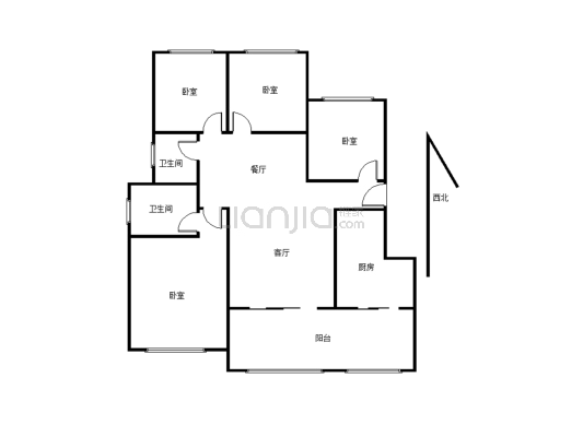 河东遂州新城10+1洋房， 低楼层 产权129平米 精装3室-户型图