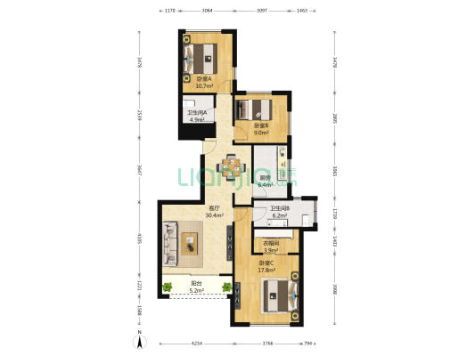 西溪诚园知敬苑 3室1厅2卫 130平方