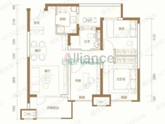 集中供暖 好楼层  三居室 南北通透好户型-户型图