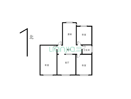 房子三楼三房可以当四房住，简答装修。-户型图