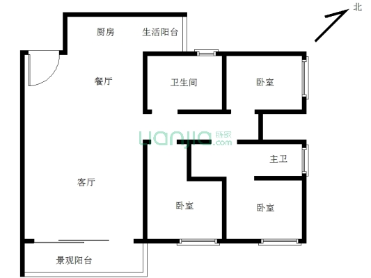汇景东城毛坯大三房，业主诚售，看房方便-户型图