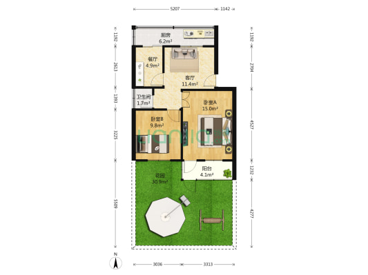 舜耕路9号 2室2厅1卫 74平方