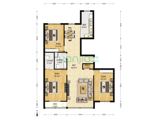清华园(中山) 3室1厅2卫 159平方