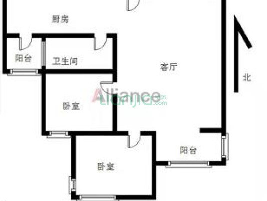 保利物业、朝南二居，配套齐全环境优美-户型图