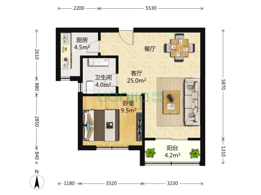 清风雅苑 1室1厅1卫 62平方