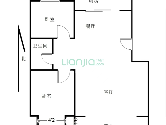 金色家园 2室2厅 南-户型图