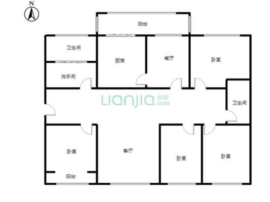 主城区东兴北街 板楼2层 大四居 集中供暖-户型图