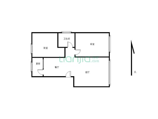 多层洋房三楼  2室2厅1卫 简单装修-户型图