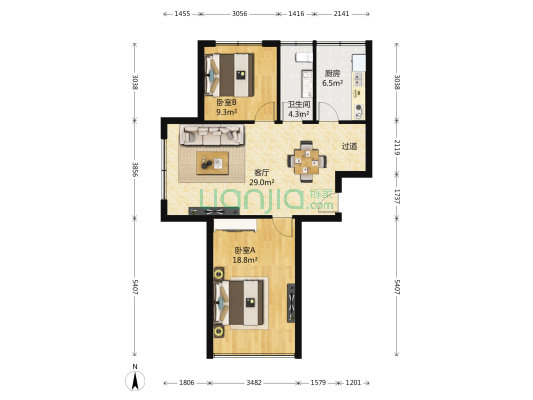 万光幸福家园 2室1厅1卫 101平方