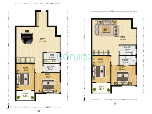 金冠花园 4室2厅3卫 187平方