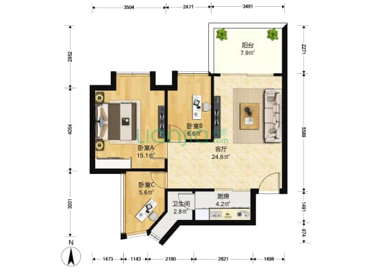 大社区前门地铁后门公园，三房实用型公摊无