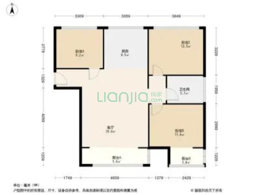 自住标准，高楼层 ,自 己 供 暖-户型图