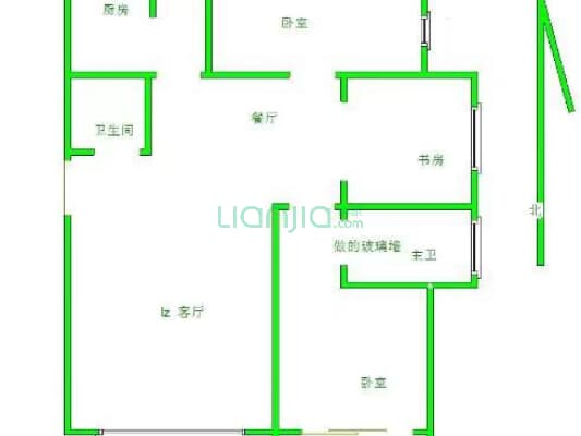 国宅华园 3室2厅 南 北-户型图