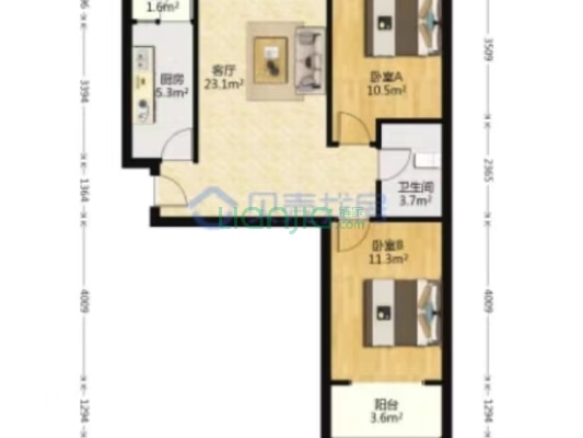 开发区钻石商圈京中美居南北通透两居满五唯一配套齐全-户型图